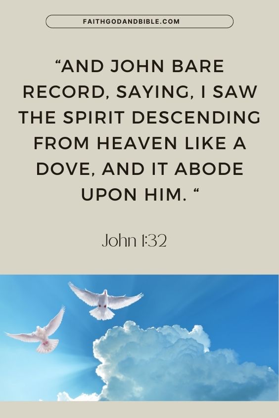 And John bare record, saying, I saw the Spirit descending from heaven like a dove, and it abode upon him. John 1:32