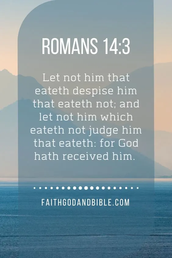 Let not him that eateth despise him that eateth not; and let not him which eateth not judge him that eateth: for God hath received him. Romans 14:3