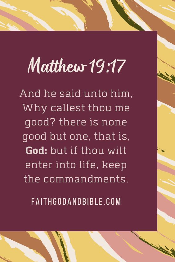 Matthew 19:17And he said unto him, Why callest thou me good? there is none good but one, that is, God: but if thou wilt enter into life, keep the commandments.