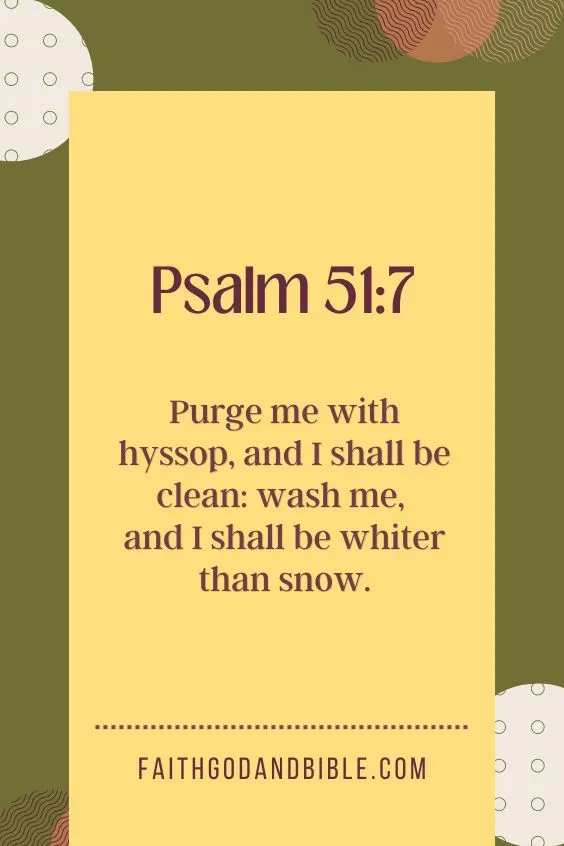 Purge me with hyssop, and I shall be clean: wash me, and I shall be whiter than snow