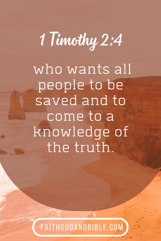 1 Timothy 2:4  who wants all people to be saved and to come to a knowledge of the truth.