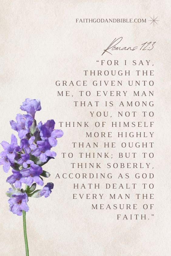 For I say, through the grace given unto me, to every man that is among you, not to think of himself more highly than he ought to think; but to think soberly, according as God hath dealt to every man the measure of faith