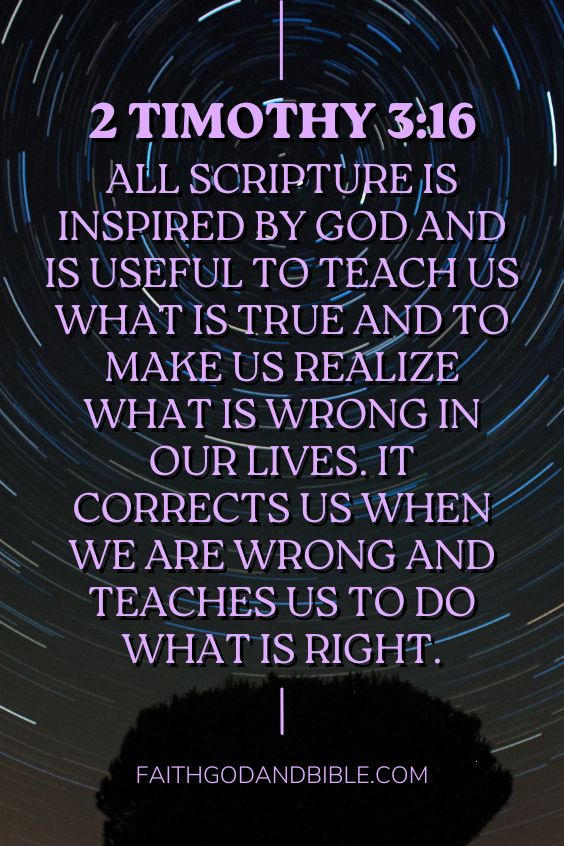 All Scripture is inspired by God and is useful to teach us what is true and to make us realize what is wrong in our lives. It corrects us when we are wrong and teaches us to do what is right