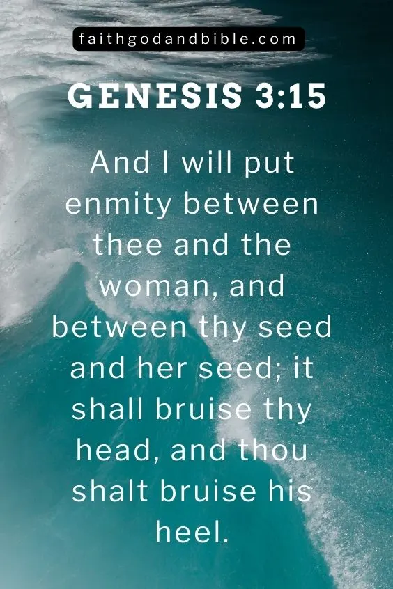 Genesis 3:15 And I will put enmity between thee and the woman, and between thy seed and her seed; it shall bruise thy head, and thou shalt bruise his heel.